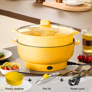 2-in-1 Household <b>Non</b>-<b>Stick</b> Inner <b>Pot</b> Electric Integrated Cooking <b>Pot</b> with Tempered Glass Lid 800W Power for Hotel & Outdoor Use - Product Image 2