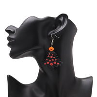 Boucles d'oreilles longues asymétriques en acrylique, créatives, sur le thème de la citrouille, de l'arbre de Noël, du fantôme blanc et du chat noir, pour fête gothique d'Halloween