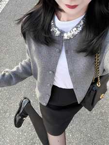 <span class=keywords><strong>Cardigan</strong></span> da donna grigio di alta qualità <span class=keywords><strong>in</strong></span> maglia con paillettes e fodera <span class=keywords><strong>in</strong></span> lana, top <span class=keywords><strong>in</strong></span> <span class=keywords><strong>pizzo</strong></span> con scollo all'americana, tinta unita, a maniche lunghe, delicato, per primavera autunno - Product Image 3