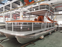 Bateau à pontons en aluminium de haute qualité de 30 pieds, bateau de pêche à deux étages avec toboggan aquatique pour le surf en plein air sur les rivières