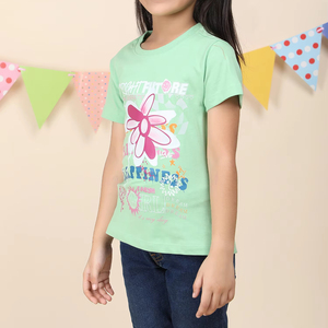T-shirt à col rond en coton 100% personnalisé Silver Tex pour filles, service OEM, options d'impression multiples - Product Image 1