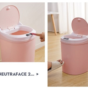 Smart Trash Can Automatic Sensor Rechargeable Lid <b>Round</b> Bathroom Kitchen Bin Girly Pink Wise Gray 20L Motion Detection - Product Image 2
