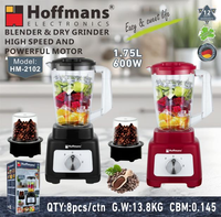Миксер Hoffmans Brand 600W для интенсивной работы, чаша 1.75 л, высокопроизводительный двигатель с функцией сухого измельчения для рынка Нигерии