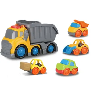 बच्चा जाओ! जल्दी शैक्षिक खिलौने टिकाऊ कार्टून निर्माण ट्रक खिलौने कार Freewheel डंप ट्रक वाहनों ध्वनि और प्रकाश के साथ
