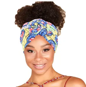 New African Headband Boho Print Headband Yoga Elastic Hairband Twisted Knot Turban Headwrap for Women