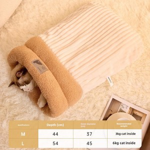 Saco de dormir para gatos, cama semicerrada para dormir para mascotas, para acampar, almohadilla calentadora, saco cómodo para mascotas - Product Image 5