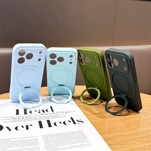 Funda de Silicona con Anillo Giratorio 360° y Soporte Magnético para iPhone 13 14 15 16 Pro Max, Funda de Silicona Real TPU PC - Product Image 4