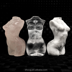 Vente en gros de quartz rose naturel de 2 pouces, corps féminin sculpté à la main, sculpture de <span class=keywords><strong>femme</strong></span> nue, agate mousse Reiki pour décoration - Product Image 6