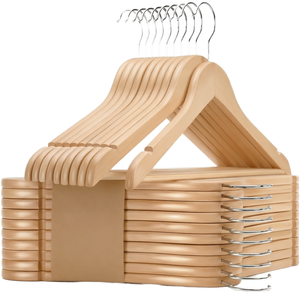 Perchas de Madera Premium con Barra, Madera de Pino Natural, Exhibición de Ropa de Lujo, Almacenamiento Sostenible para Armarios, Servicio de Logotipo Personalizado - Product Image 1