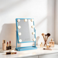 Miroir de maquillage carré intelligent en métal et verre avec écran LED 9 couleurs, modes d'éclairage réglables