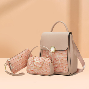 New Handbag Women <b>Ladies</b> Fashion Trending Bags for Women Brand Luxury PU Three-Piece Set <b>Backpack</b> - Product Image 1