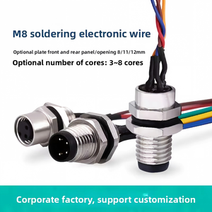 Conector Industrial DIN M8 2A IP67 de 4 Pines Hembra de Latón para Soldar Cableado en Placas Frontales y Traseras para Aplicaciones de Alimentación - Product Image 3