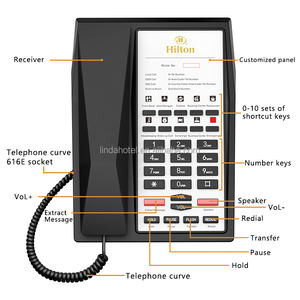 Teléfono inalámbrico de alta calidad para habitación de Hotel, teléfono fijo de marcación rápida ABS con un solo toque para habitación de Hotel - Product Image 4