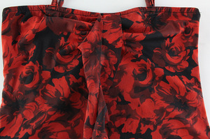 Women's Red Black Rose Print Maxi Dress <b>Spaghetti</b> <b>Strap</b> Asymmetrical Ruffle Hem Dresses Fashion - Product Image 5