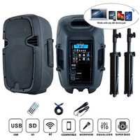 Système de Haut-Parleurs PA Actif et Passif 2x 8'' de 800 W avec Bluetooth TWS pour Fêtes, Audio Professionnel, et 2 Pieds