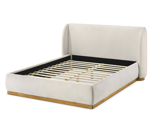 <b>Queen</b> <b>Size</b> Soft <b>Bed</b> Adjustable Convertible White Boucle Upholstered Wingback Headboard Modern Bedroom Furniture - Product Image 3