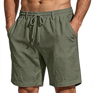 Shorts décontractés pour hommes en lin français 100 % léger, séchage rapide, anti-UV, respirant, pour l'été, la plage, les vacances, le yoga - Product Image 4