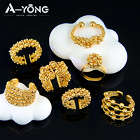 Bagues de mariage de luxe en or perlé, plaqué or 21 carats, ajustables, de créateur italien, pour femme, bijoux de fête