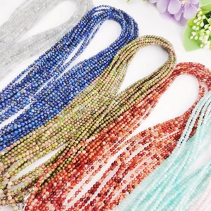 Mini bijoux en pierre naturelle cristal de Quartz rose Tourmaline Lapis 3mm pierres précieuses arc-en-ciel à facettes perles rondes collier ras du cou - Product Image 3
