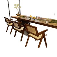 Chaise de salle à manger moderne en bois massif style Wabi-sabi avec dossier en rotin, design léger pour la maison, l'hébergement touristique, le balcon et la chambre