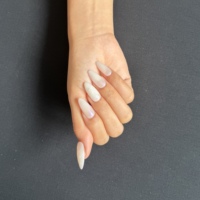 Faux ongles en gel Aurora Shell Pearl Almond faits à la main, qualité salon, réutilisables, ajustement personnalisé, à coller