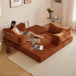 <span class=keywords><strong>Canapé</strong></span>-Lit Modulable Pliant Double Usage Style Mid-Century en Tissu, Rembourrage Éponge Confortable, Idéal Petits Espaces - Product Image 2