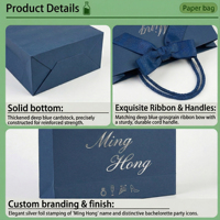 Sac cadeau de luxe écologique en gros pour enterrement de vie de jeune fille, sac en papier personnalisé de marque pour les faveurs de fête prénuptiale