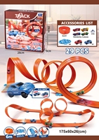 Jouets de piste de course flexibles pour enfants : piste de course flexible de 19 pieds avec ventouses et voitures miniatures en métal