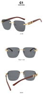 Nouveau métal léopard sans monture Rectangle Vintage lunettes de soleil unisexe mode sans cadre teinté rouge dégradé UV400 Protection