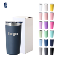Gobelets isothermes en acier inoxydable à double paroi avec revêtement en poudre de 20 oz, logo personnalisé, gobelet à café de voyage en plein air de 30 oz avec couvercle