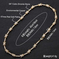 Hip Hop Ice Out Fil Chaîne Personnalité Cubain Lien Chaîne Avant Et Arrière Plein Zircon Bijoux Collier Pour Hommes Et Femmes