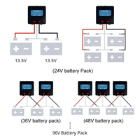 CHY 0-10A Ecualizador Digital con Pantalla LED, Indicador de Voltaje 24V 48V 60V 72V 96V, Balanceador para Baterías 2X12V LiFePO4 GEL B966
