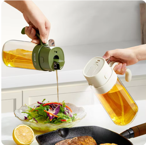Wholesale Wine Vinegar Soy Sauce Salad Sprayer 550Ml Glass 2 in 1 Spray Bottle Oil Dispenser for Fryer Kitchen Bbq