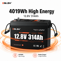 Batterie rechargeable intelligente LiFePO4 Enlzh 12,8 V 314 Ah, 4000 cycles, pack Un38.3 pour camping-car, fourgonnette et alimentation hors réseau