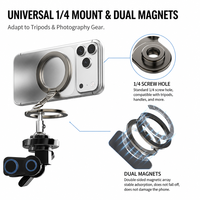 Support magnétique pour téléphone avec trou de vis 1/4, support de téléphone portable professionnel à triple pliage pour iPhone et Android