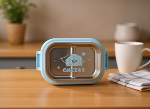 Portavivande in acciaio inox a 2 scomparti, taglia M, senza BPA, per bambini, design carino, forma rettangolare con coperchio in PP - Product Image 2