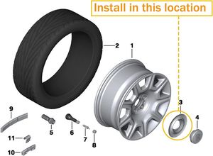 غطاء مركز العجلة الخارجي لسيارات رولز رويس جوست ورايث ودون، قطعة أصلية رقم 36136773460، لون أسود - Product Image 4