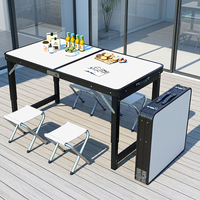 Table de camping pliable portable avec 4 chaises, ensemble de table de pique-nique en aluminium pour l'extérieur, 120x60cm