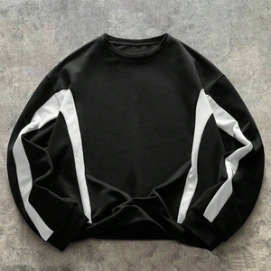 เสื้อสเวตเตอร์คอกลมแขนยาวผ้าฝ้ายวินเทจแบบสวมศีรษะบ็อกซี่ทรงโอเวอร์ไซส์สำหรับผู้ชาย - Product Image 1