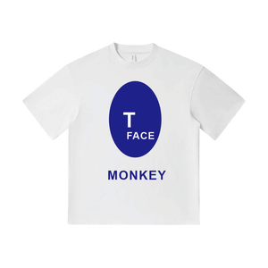 T-shirt T Face Monkey pour hommes, coupe ample décontractée, design imprimé, couleur unie blanche - Product Image 5