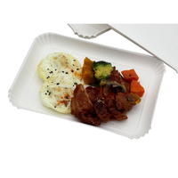 Plateau en bagasse sans PFAS 7,3x5,3, compostable, sans revêtement, alternative aux assiettes en papier enduites pour desserts, gâteaux et pâtisseries