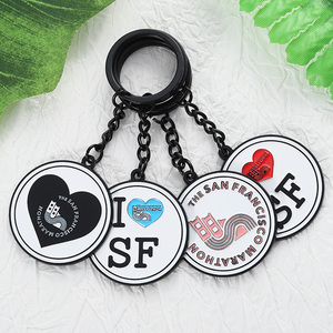 Tùy Chỉnh Trái Tim Keychain Vòng Matt Màu Đen Kim Loại Mềm Men Logo Chia Vòng Chìa Khóa Móc Chìa Khóa Lưu Niệm - Product Image 4