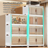 Boîte de rangement pliable à roulettes avec portes doubles transparentes empilables pour petits appartements