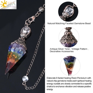 CSJA 7 chakra reiki Cristaux de pierre de guérison naturelle pendule radiesthesie pendulo <span class=keywords><strong>quartz</strong></span> G854 - Product Image 4