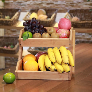 Estante de Bambú de 2 Niveles para Aperitivos, Certificado por BSCI, para Organizar Pan, Verduras y Frutas en Armarios de Cocina para Uso Doméstico - Product Image 5