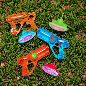 Divertidos Lanzadores Láser, Juego de Disparos Láser para Niños de 2 Jugadores con 2 Pistolas de Juguete de Plástico y 2 Objetivos Voladores de Juguete, Juguete Electrónico - Product Image 3