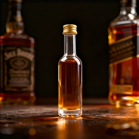 Bouteille en verre ronde de 50 ml, petite, vide, pour vin, brandy, vodka, tequila, de haute qualité, avec bouchon, échantillon gratuit
