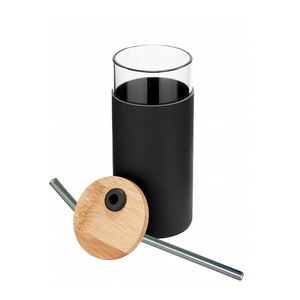 Gobelet en verre multicolore sans BPA de 20 oz, bouteille d'eau en verre avec paille, manchon de protection en silicone, couvercle en bambou - Product Image 2