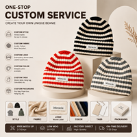 Gorro de Invierno Estilo Y2K con Rayas en Contraste y Etiqueta Tejida para Mujer, Ideal para Fiestas y Compras