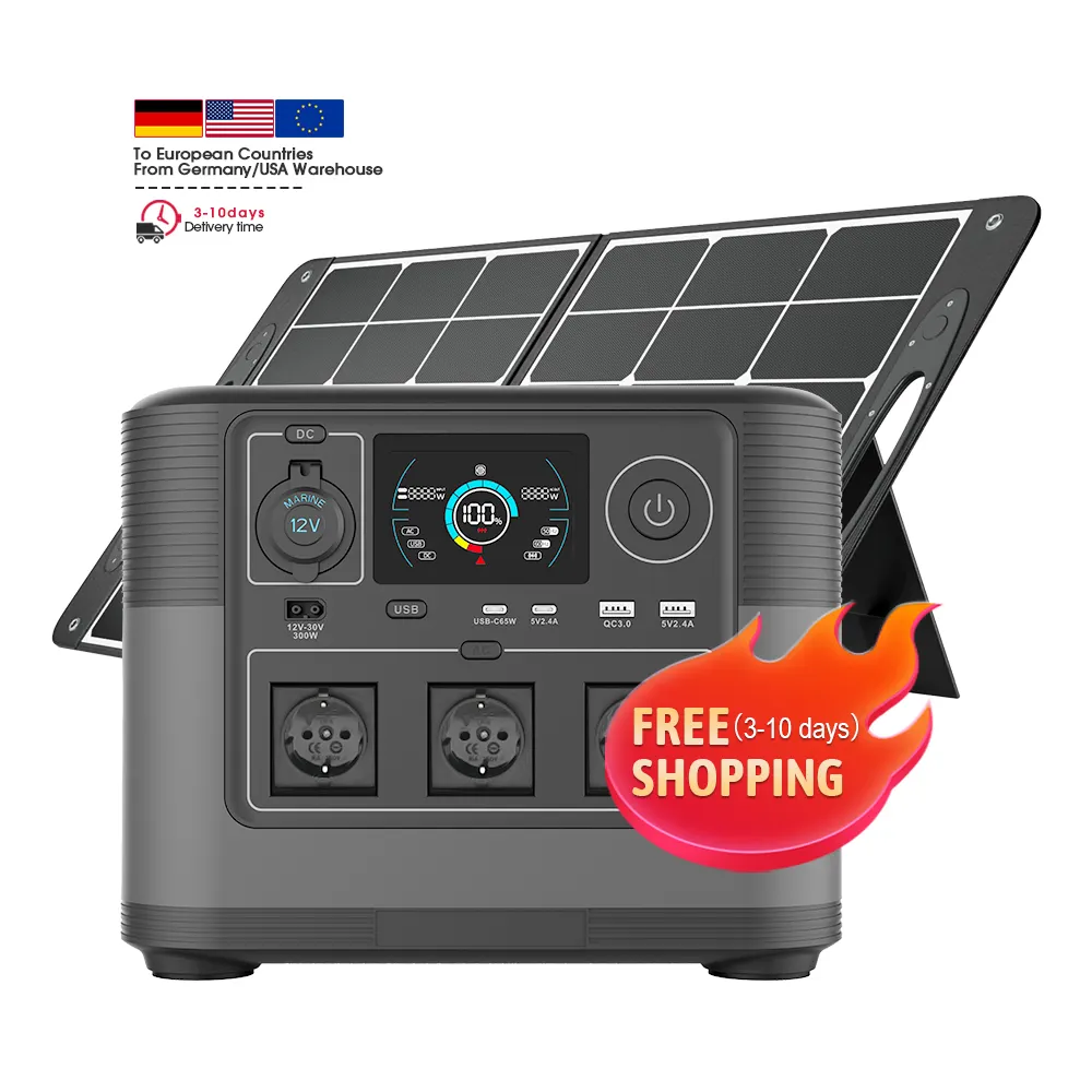 Free Shipping 1500W Portable Power Bank Outdoor Camping Power Supply LiFePO4 Battery 1200W Solar Portable Power Stations